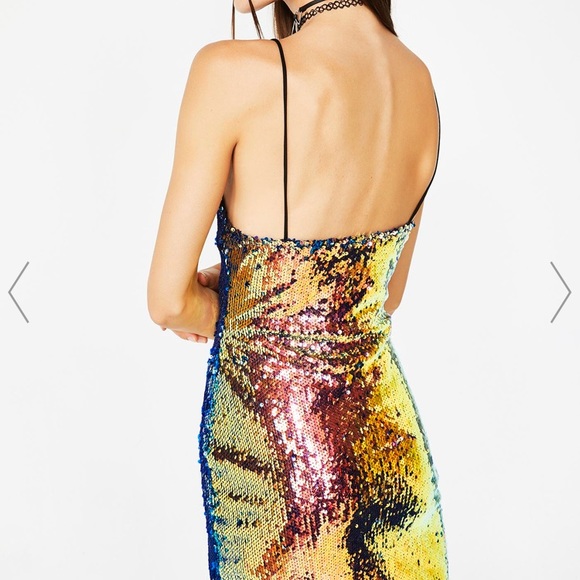 DollsKill Motel OIL SLICK LUCKY DRESS sequins - Picture 3 of 5